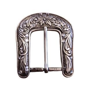 Western Floral Scroll Heel Bar Horseshoe Belt Buckle Vintage S6522K 2.5"x2.75"